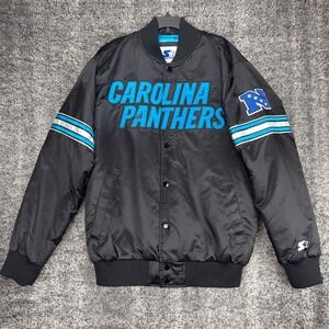 Carolina Panthers Men L Starter NFL Satin Quill Lined Jacket Black Blue Football